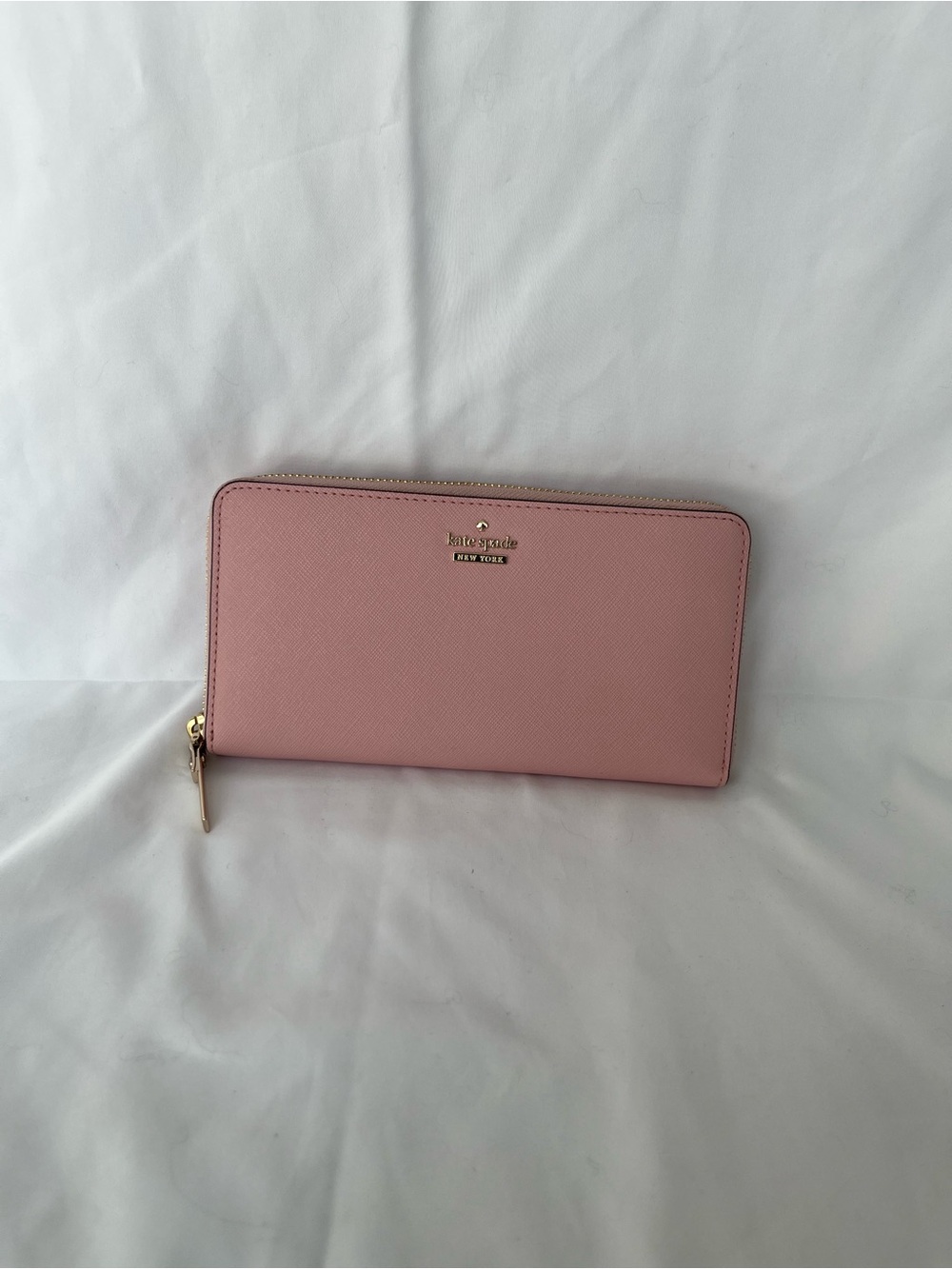 kate spade Blush Pink Zip-Around Wallet with Gold Hardware